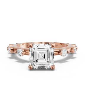 Image for Asscher Pave Basket Ring with Floating Station band