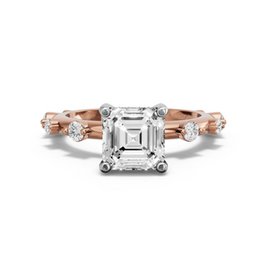 Image for Asscher Pave Basket Ring with Floating Station band