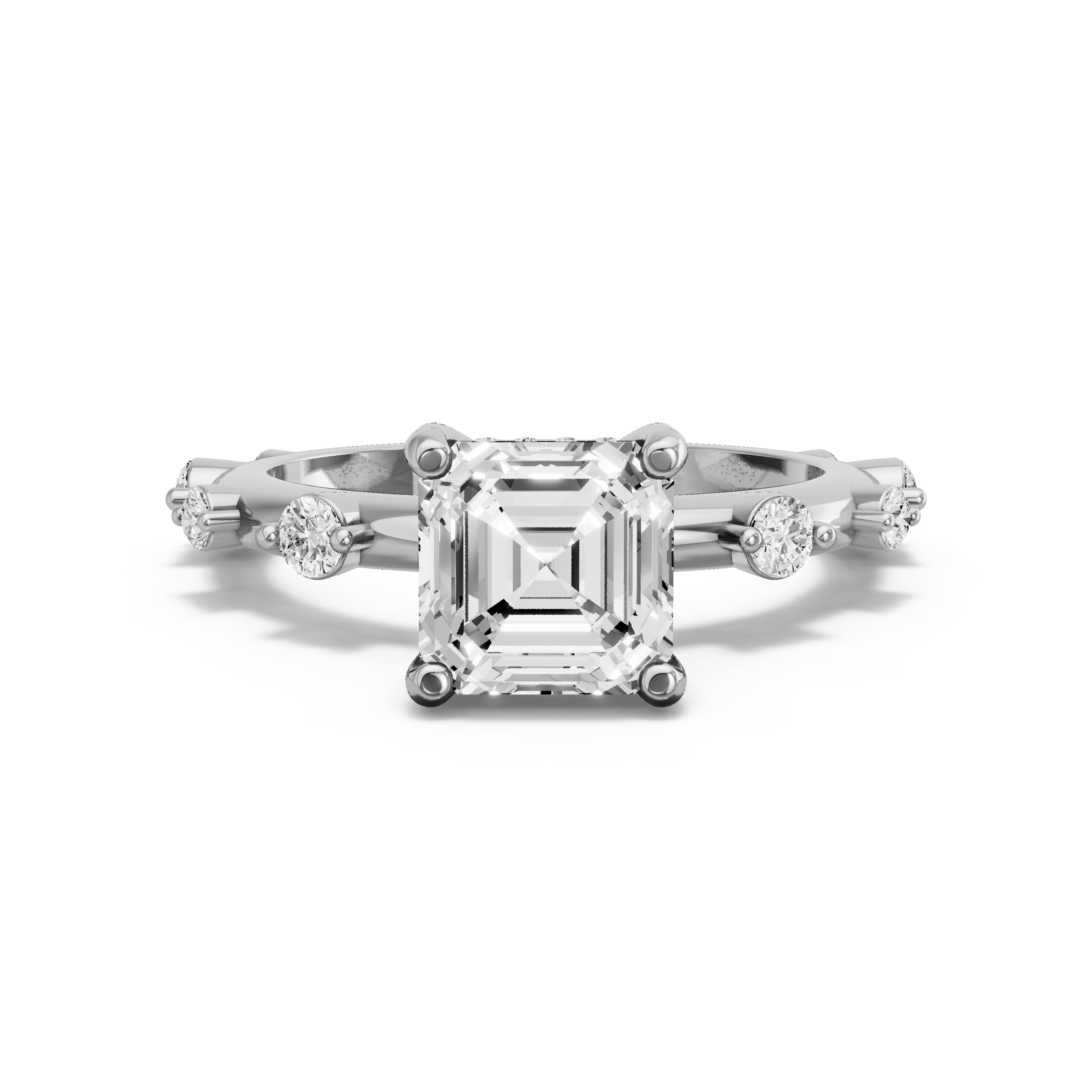 Image for Asscher Pave Basket Ring with Channel band in 950 Platinum