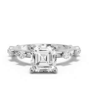 Image for Asscher Pave Basket Ring with Floating Station band