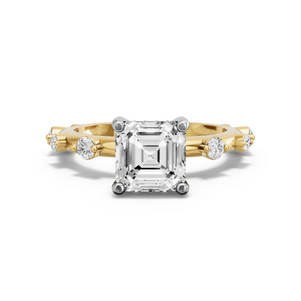 Image for Asscher Pave Basket Ring with Floating Station band