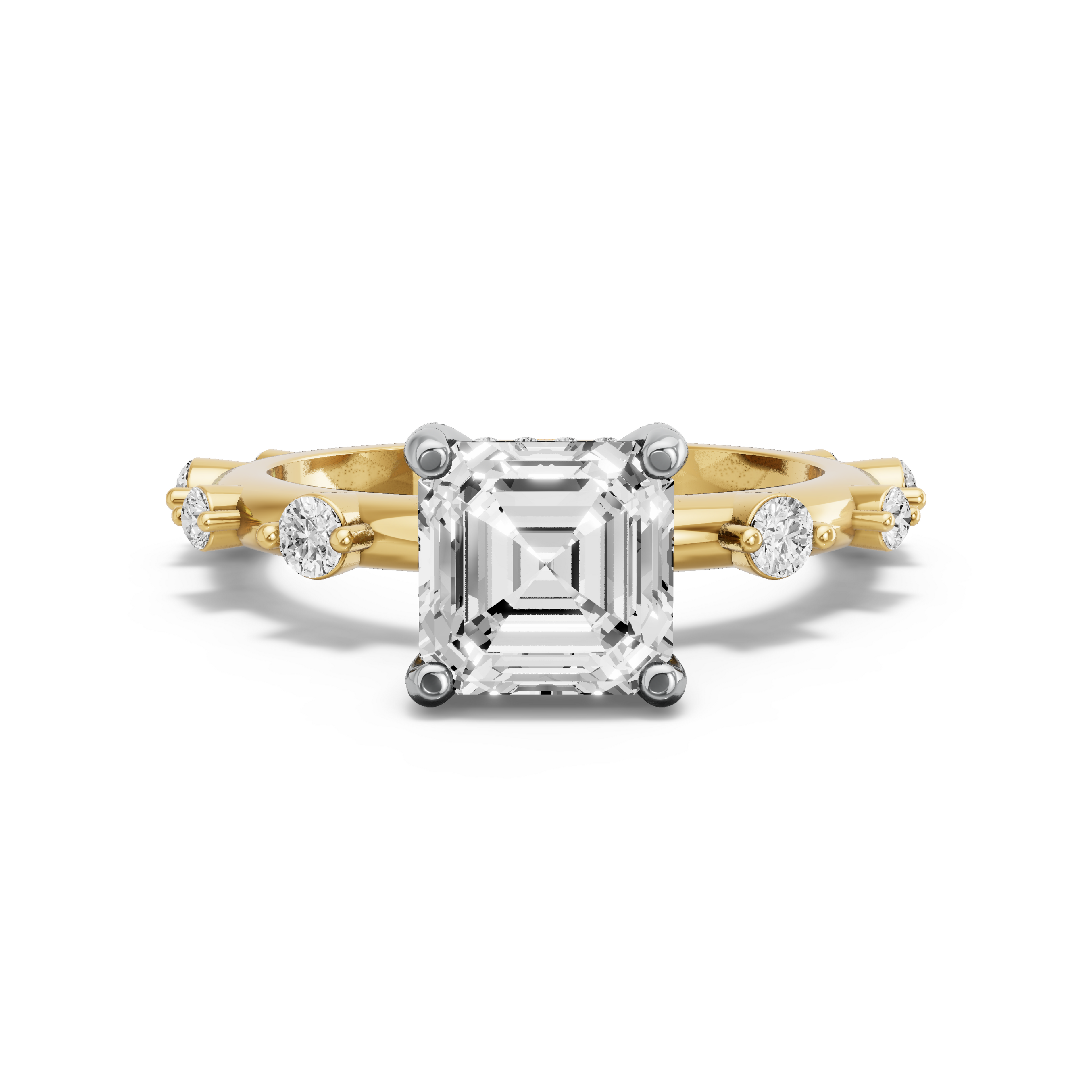 Image for Asscher Pave Basket Ring with Floating Station band in 14K Rose Gold