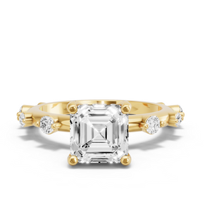 Image for Asscher Pave Basket Ring with Floating Station band
