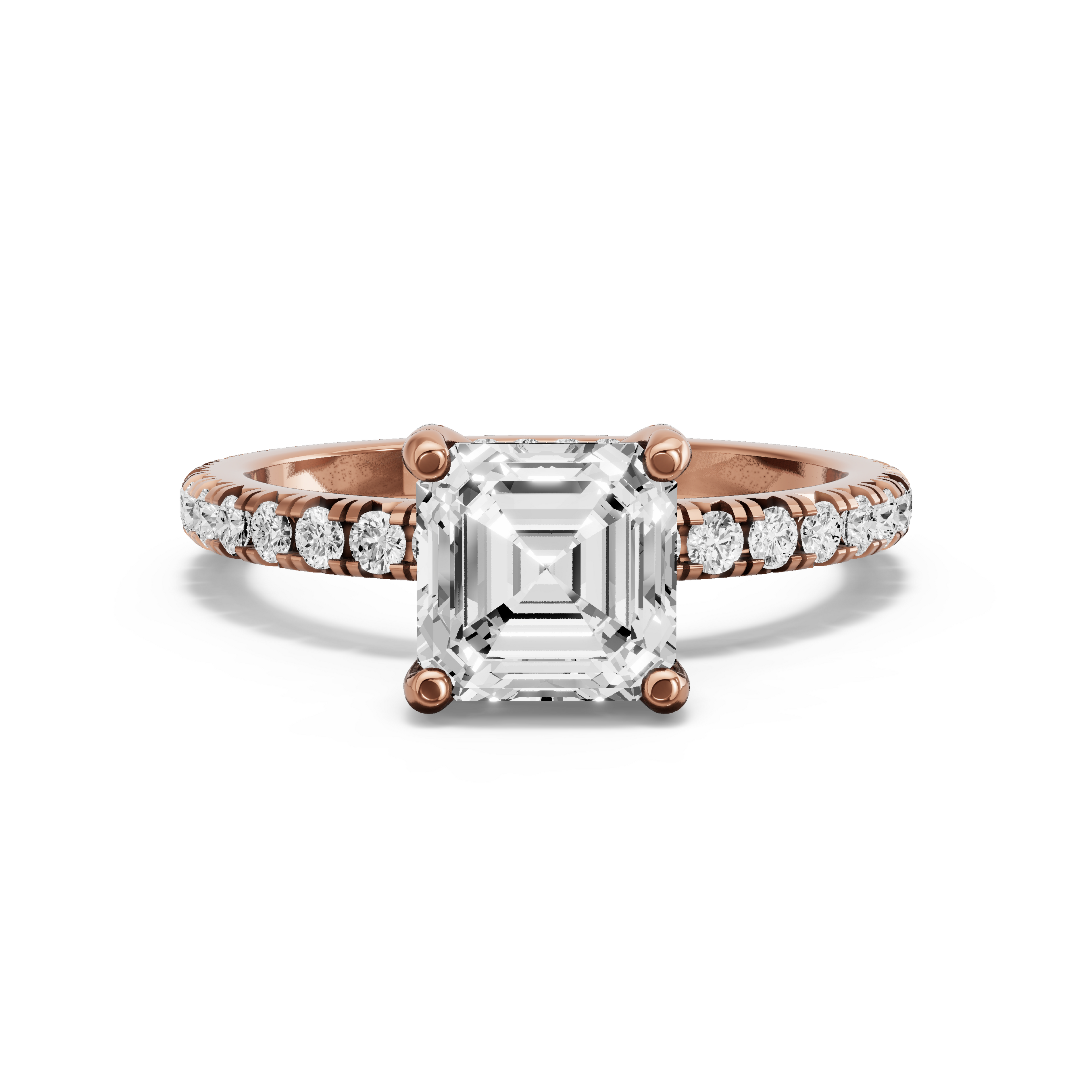 Image for Asscher Pave Basket Ring with French Pave band in 10K Yellow Gold