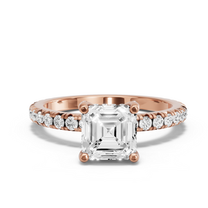 Image for Asscher Pave Basket Ring with French Pave band