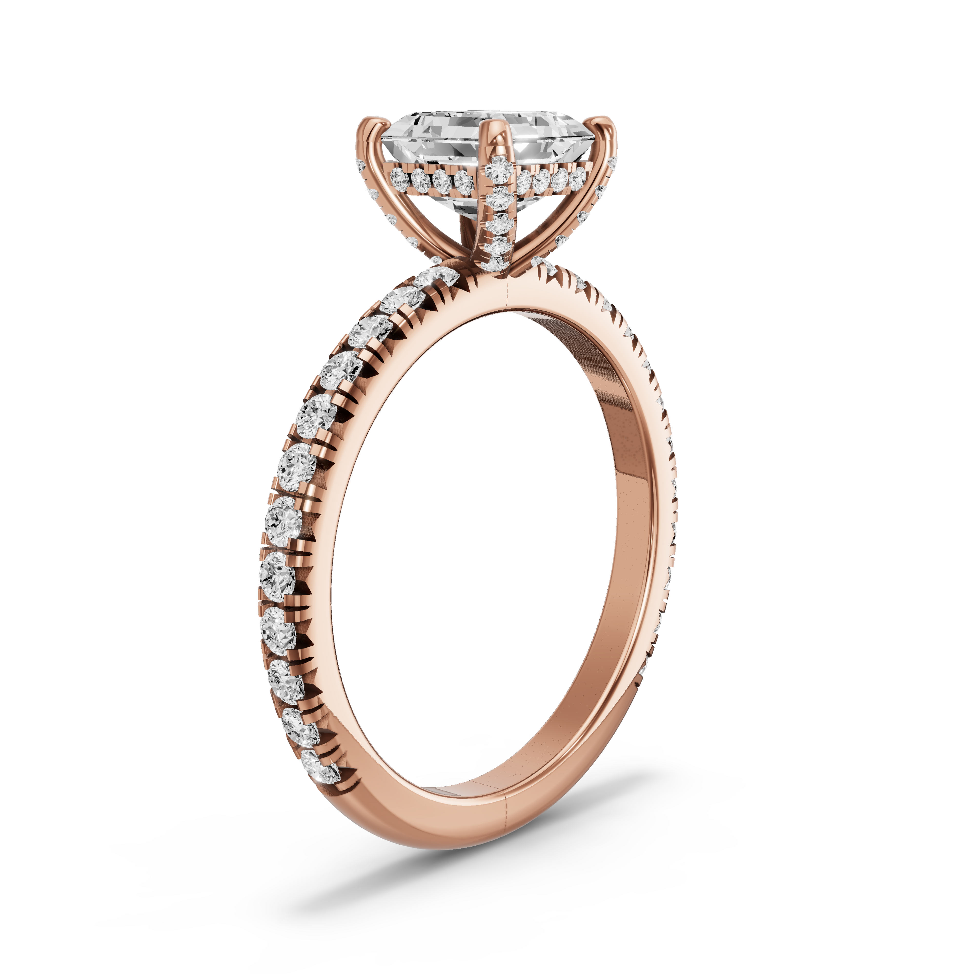 Image for Asscher Pave Basket Ring with French Pave band in 10K Yellow Gold