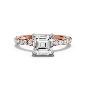 Image for Asscher Pave Basket Ring with French Pave band