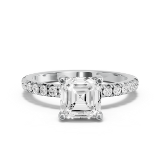 Image for Asscher Pave Basket Ring with French Pave band