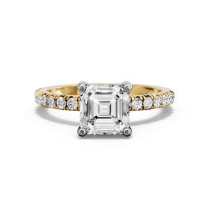 Image for Asscher Pave Basket Ring with French Pave band