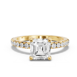 Image for Asscher Pave Basket Ring with French Pave band