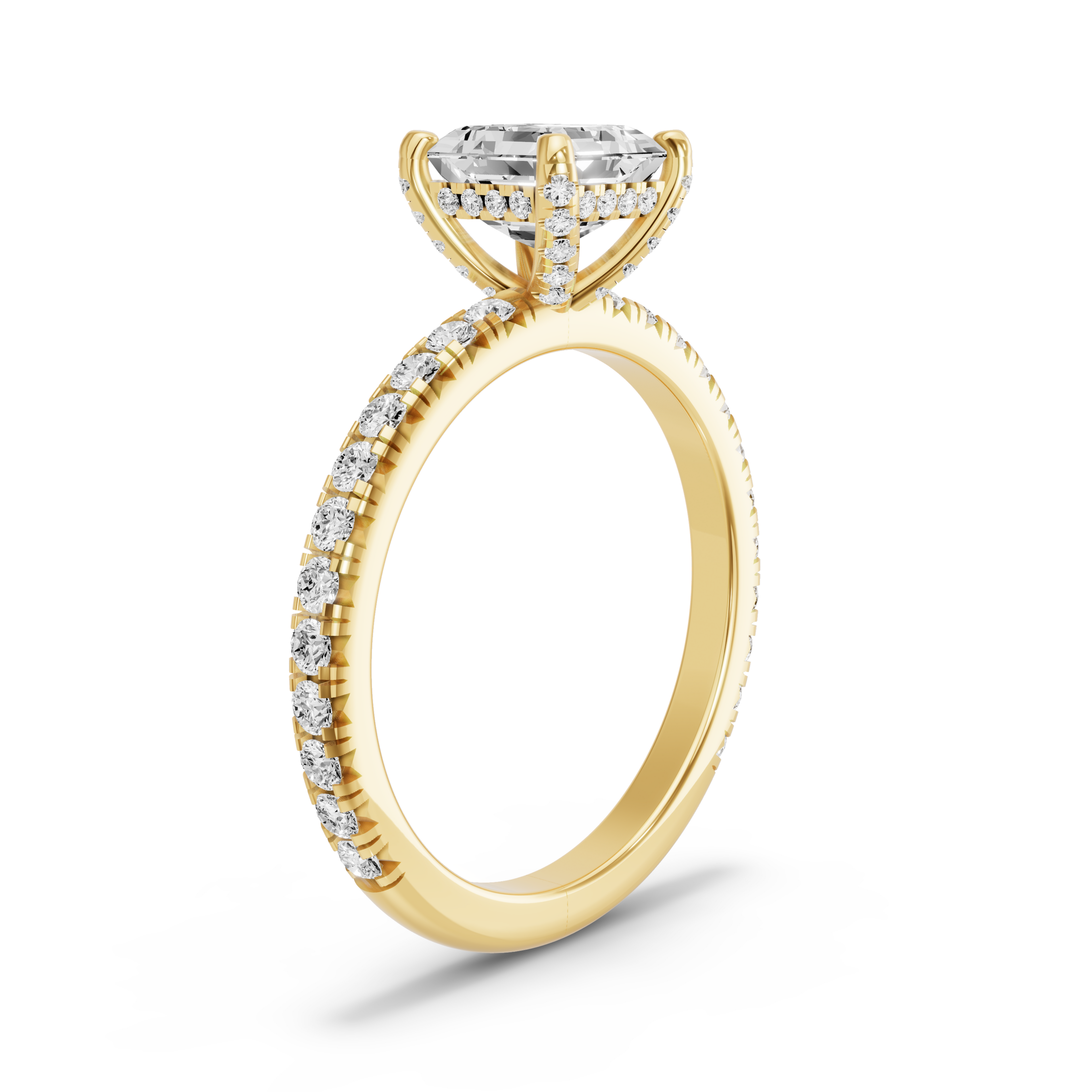 Image for Asscher Pave Basket Ring with French Pave band in 10K White Gold