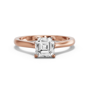 Image for Asscher Pave Basket Ring with Knife Edge Cathedral band in 18K Yellow Gold