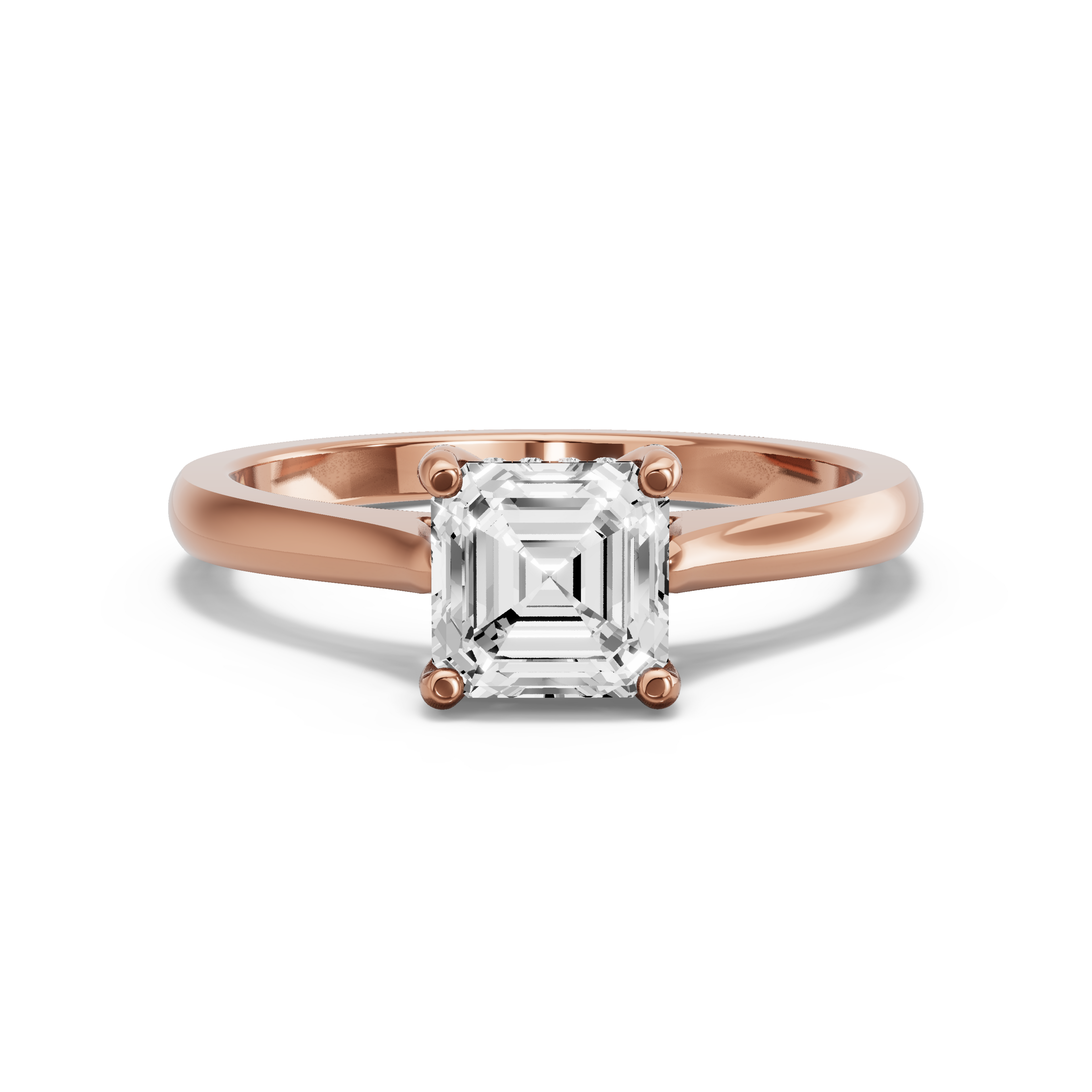 Image for Asscher Pave Basket Ring with Knife Edge Cathedral band in 14K Yellow Gold