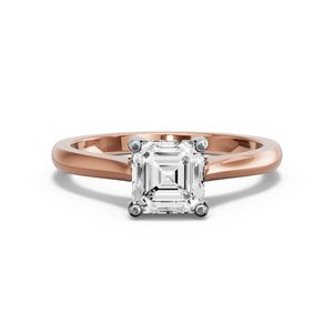 Image for Asscher Pave Basket Ring with Knife Edge Cathedral band