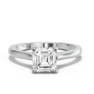 Image for Asscher Pave Basket Ring with Knife Edge Cathedral band