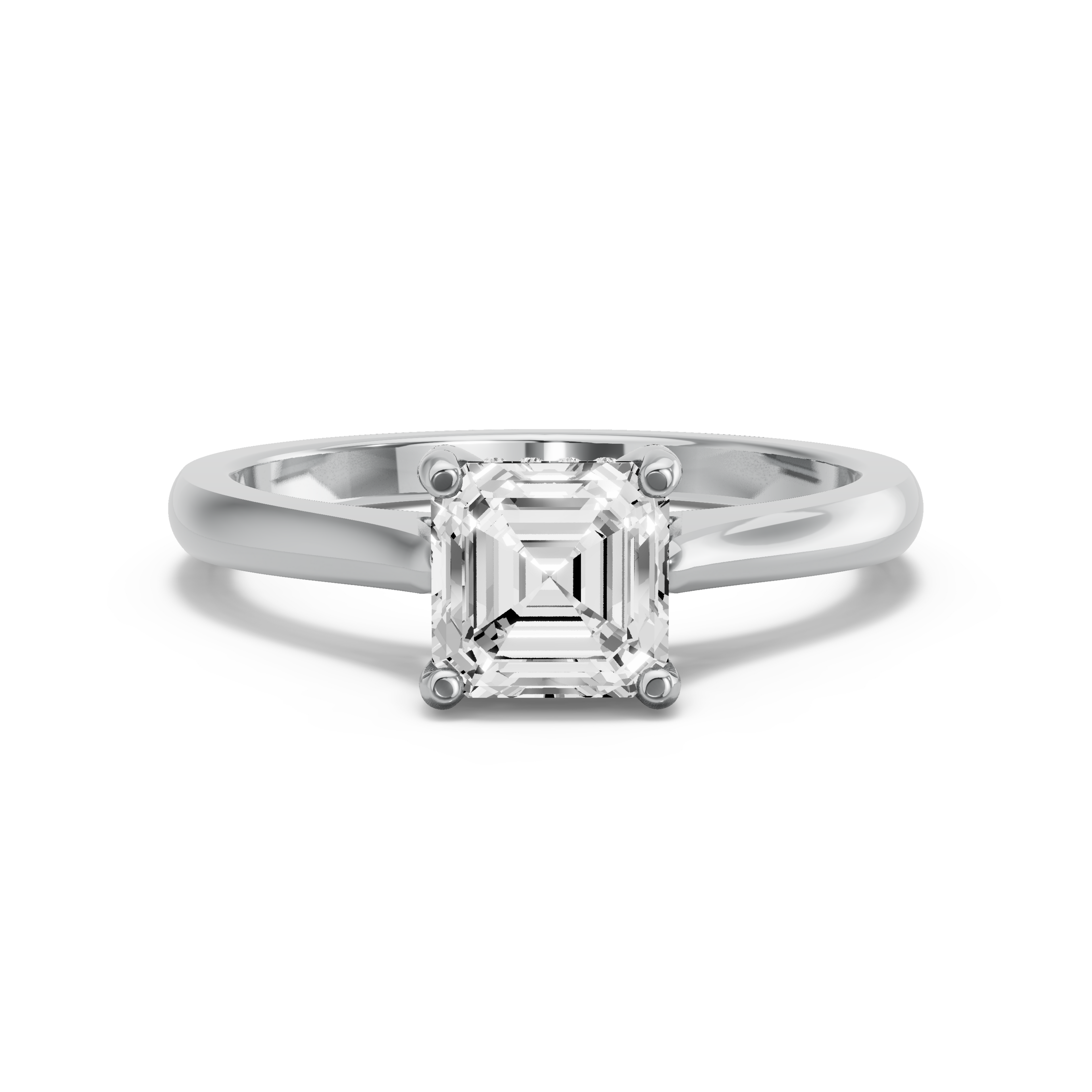 Image for Asscher Pave Basket Ring with Knife Edge Cathedral band in 18K Two Tone Rose Gold