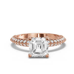 Image for Asscher Pave Basket Ring with Knife Edge Pave band