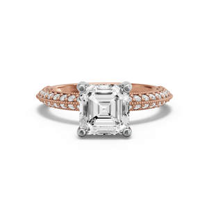 Image for Asscher Pave Basket Ring with Knife Edge Pave band