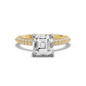 Image for Asscher Pave Basket Ring with Knife Edge Pave band