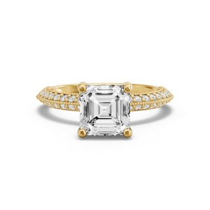 Image for Asscher Pave Basket Ring with Knife Edge Pave band in 18K Yellow Gold
