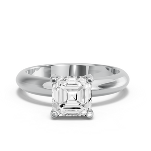Image for Asscher Pave Basket Ring with Knife Edge Solitaire band