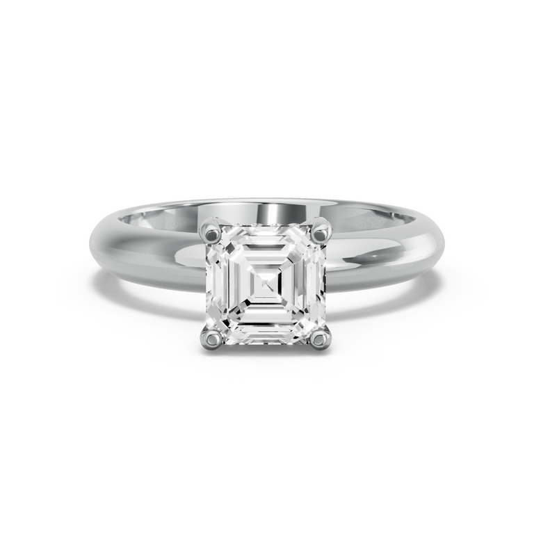 Image for Asscher Pave Basket Ring with Knife Edge Pave band in 950 Platinum