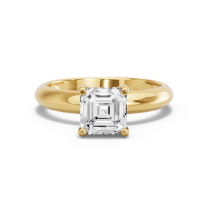 Image for Asscher Pave Basket Ring with Knife Edge Solitaire band in 10K Yellow Gold