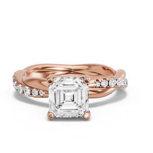 Image for Asscher Pave Basket Ring with Rope Pave band