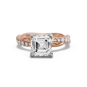 Image for Asscher Pave Basket Ring with Rope Pave band
