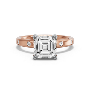 Image for Asscher Pave Basket Ring with Sleek Accent band