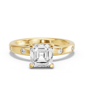 Image for Asscher Pave Basket Ring with Sleek Accent band