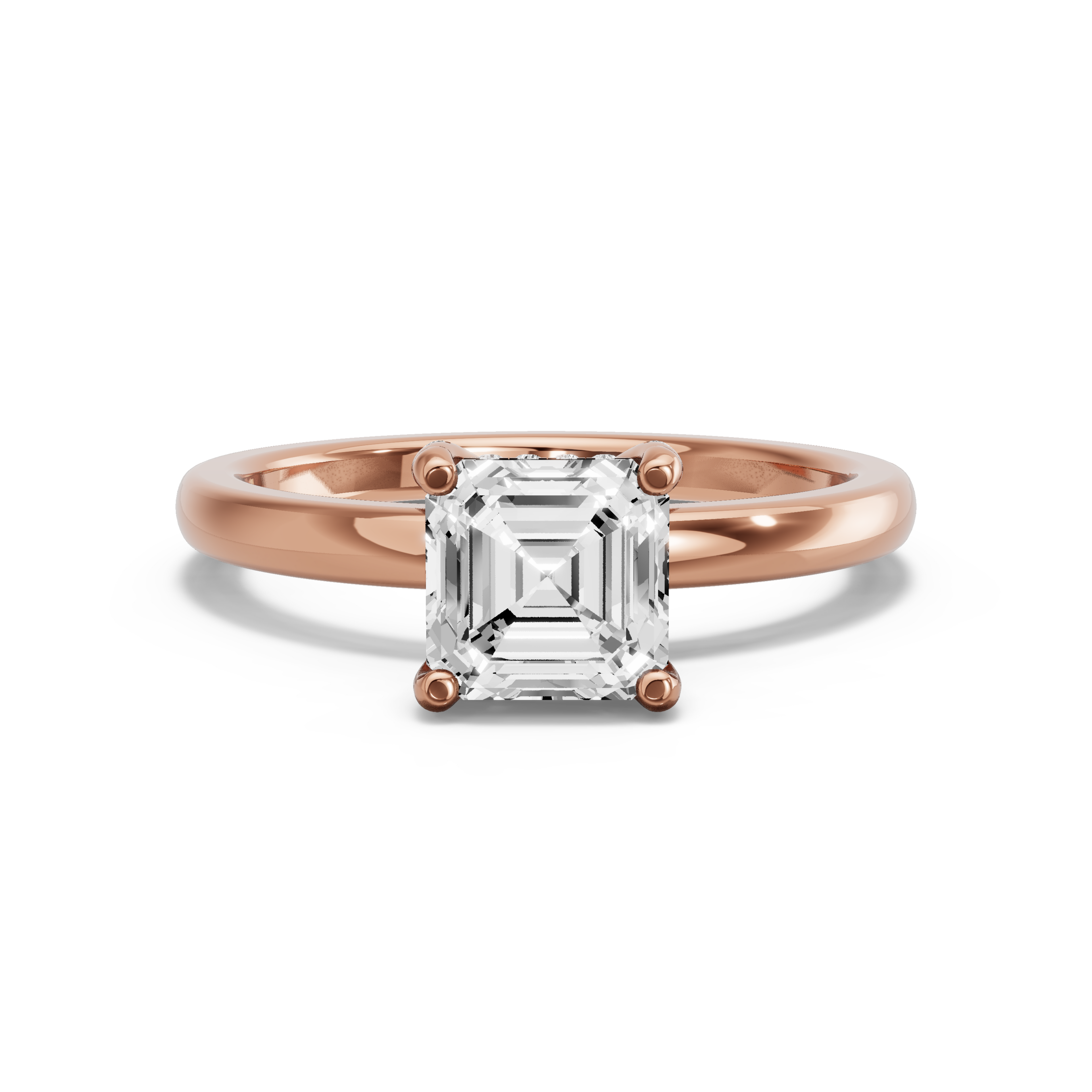 Image for Asscher Pave Basket Ring with Solitaire band in 14K Yellow Gold
