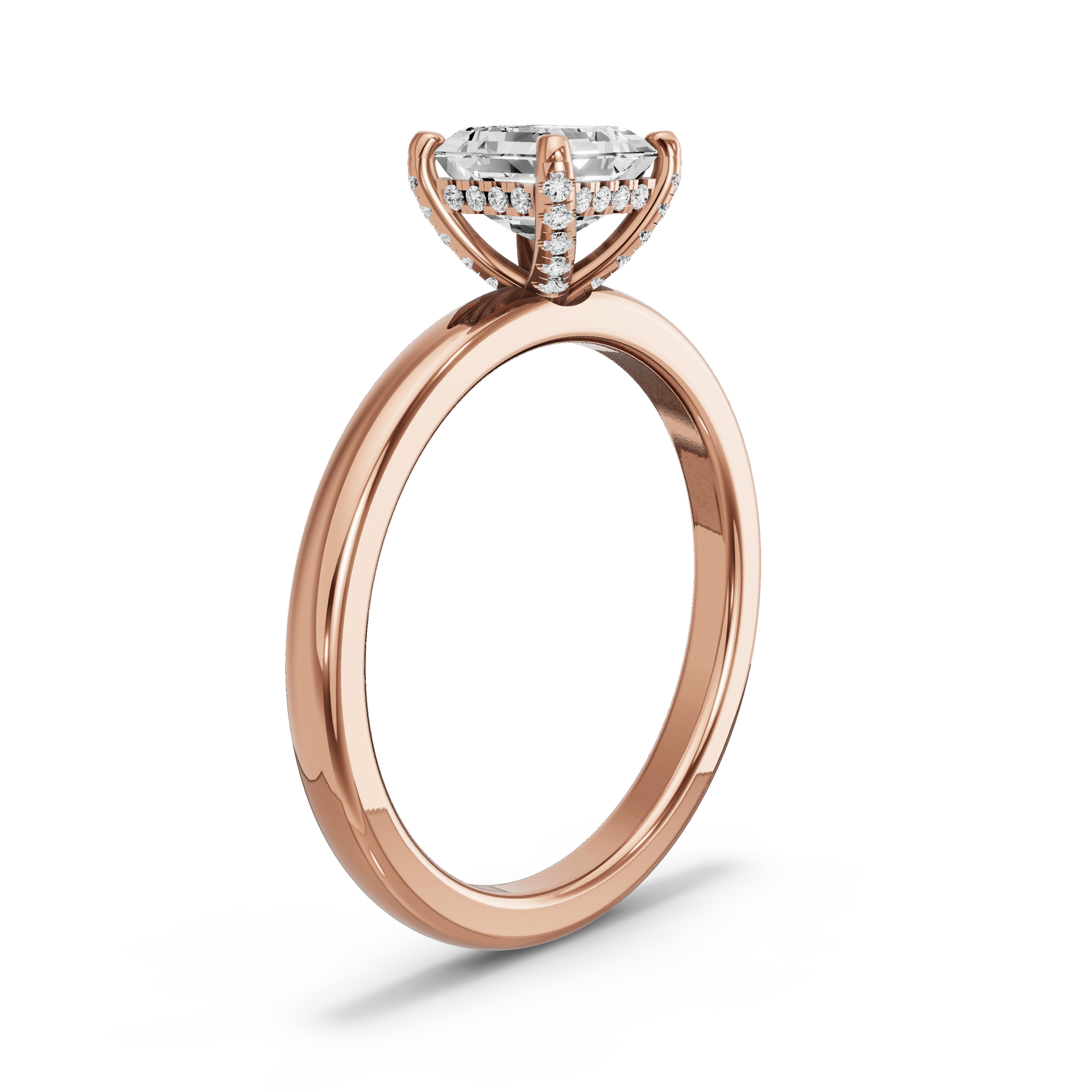Image for Asscher Pave Basket Ring with Solitaire band in 14K Yellow Gold