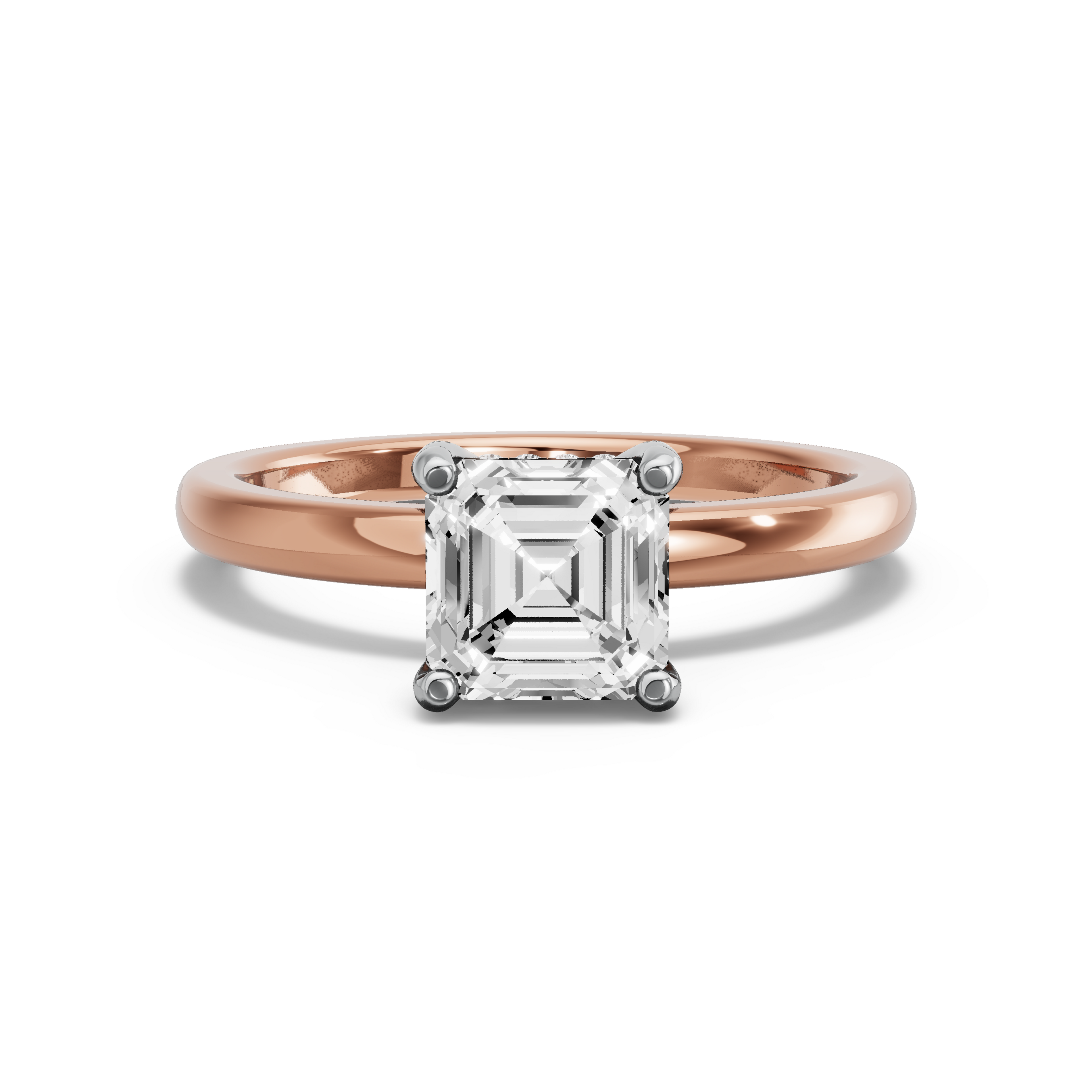 Image for Asscher Pave Basket Ring with Solitaire band in 18K Two Tone Yellow Gold
