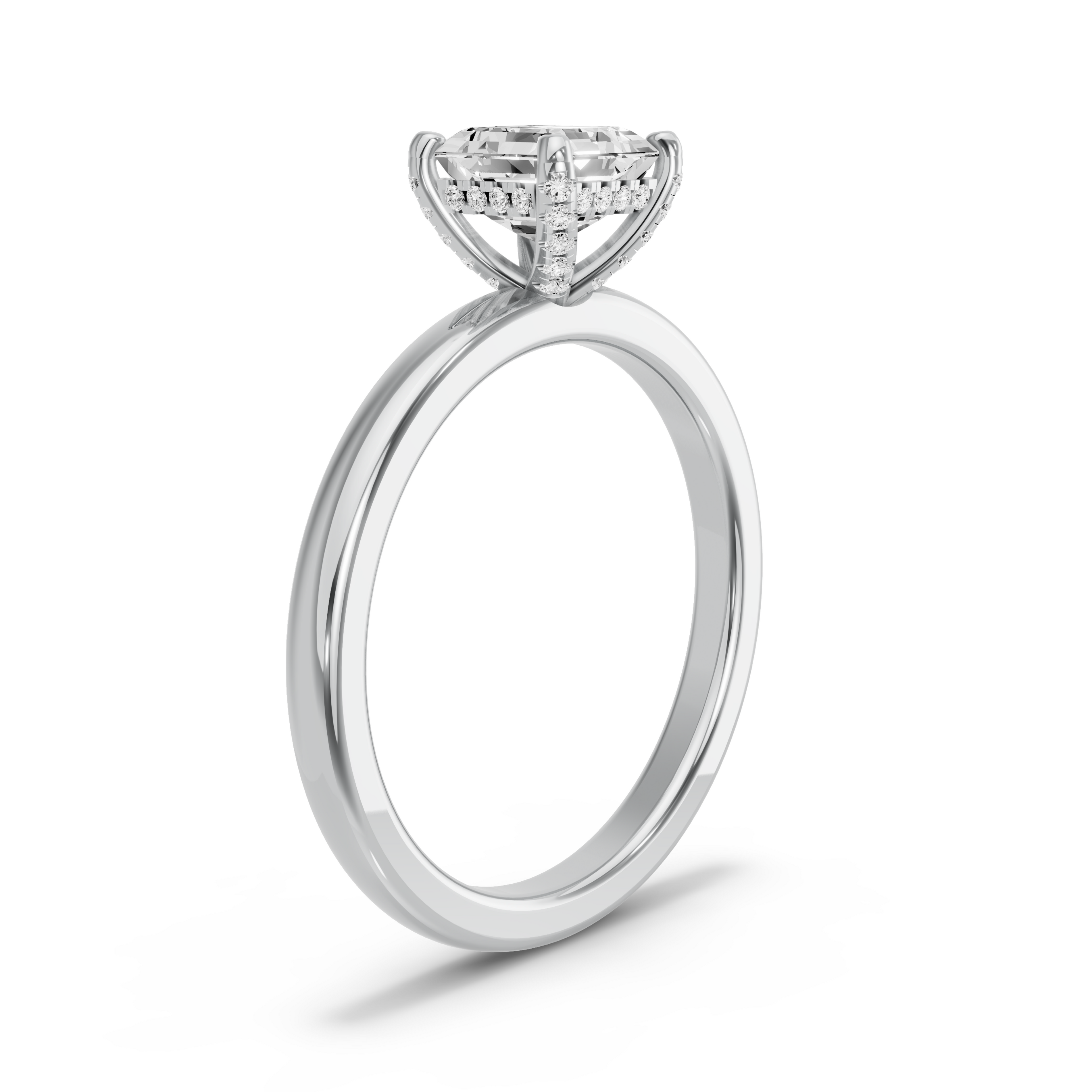 Image for Asscher Pave Basket Ring with Solitaire band in 10K Two Tone Rose Gold