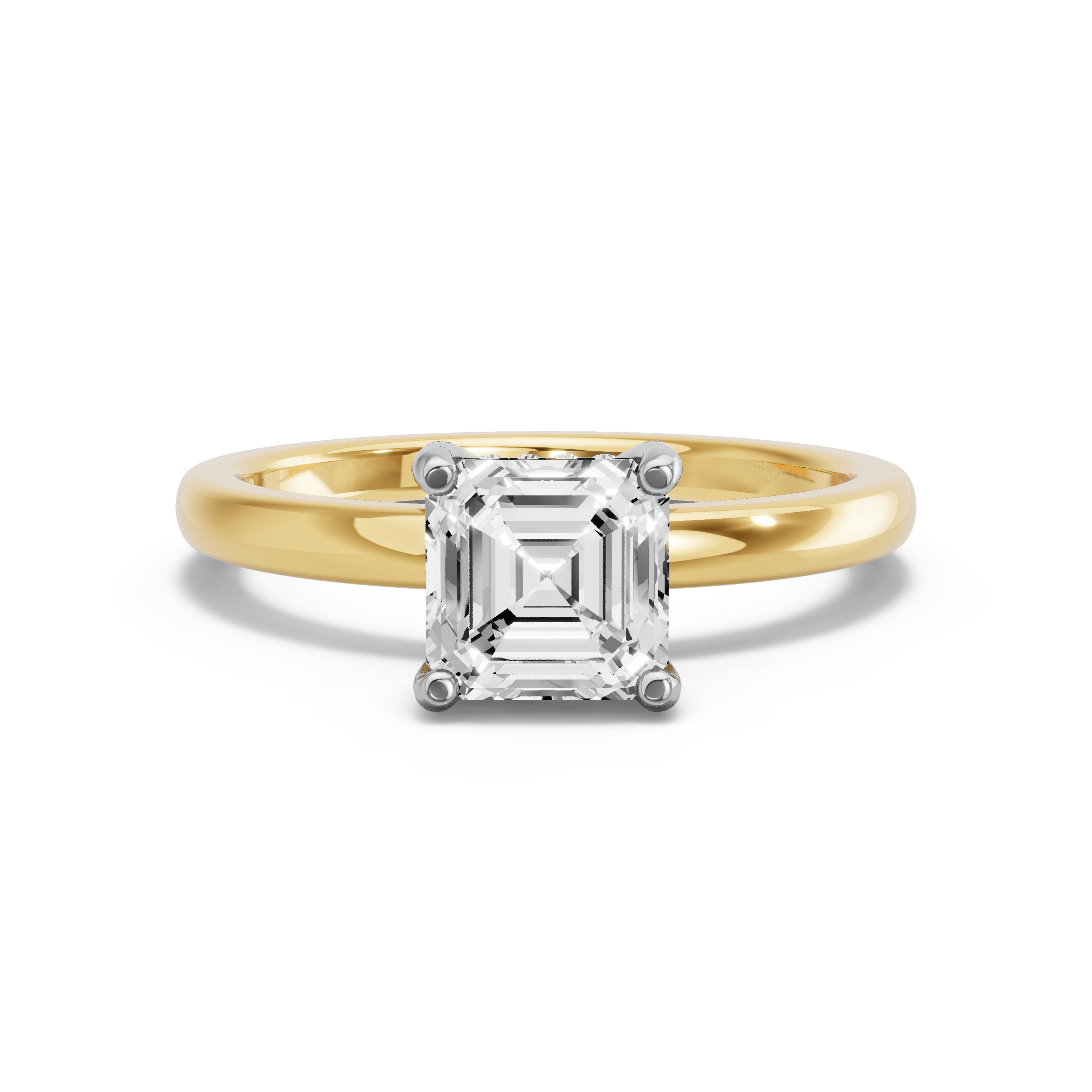 Image for Asscher Pave Basket Ring with Solitaire band in 18K Rose Gold