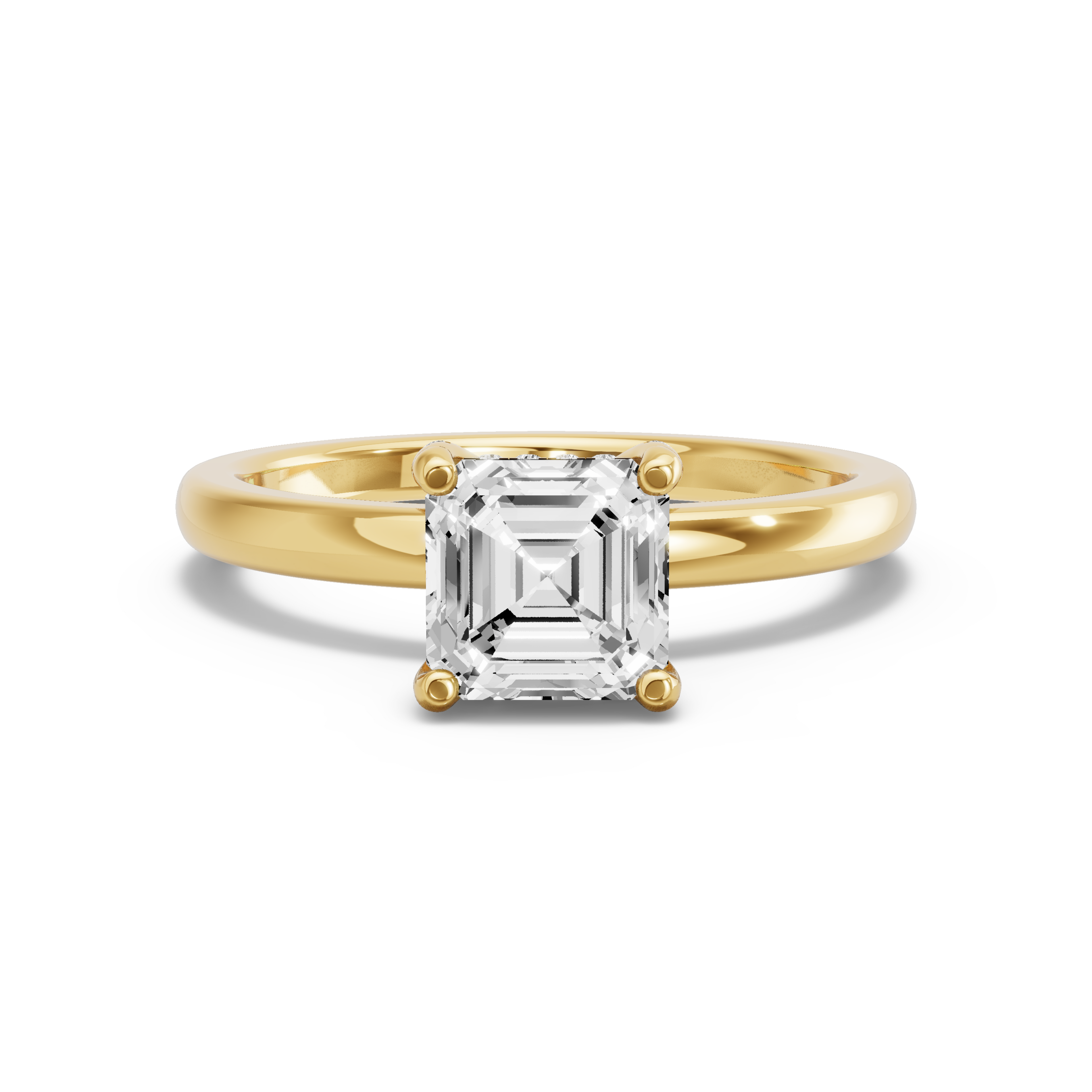 Image for Asscher Pave Basket Ring with Solitaire band in 10K White Gold