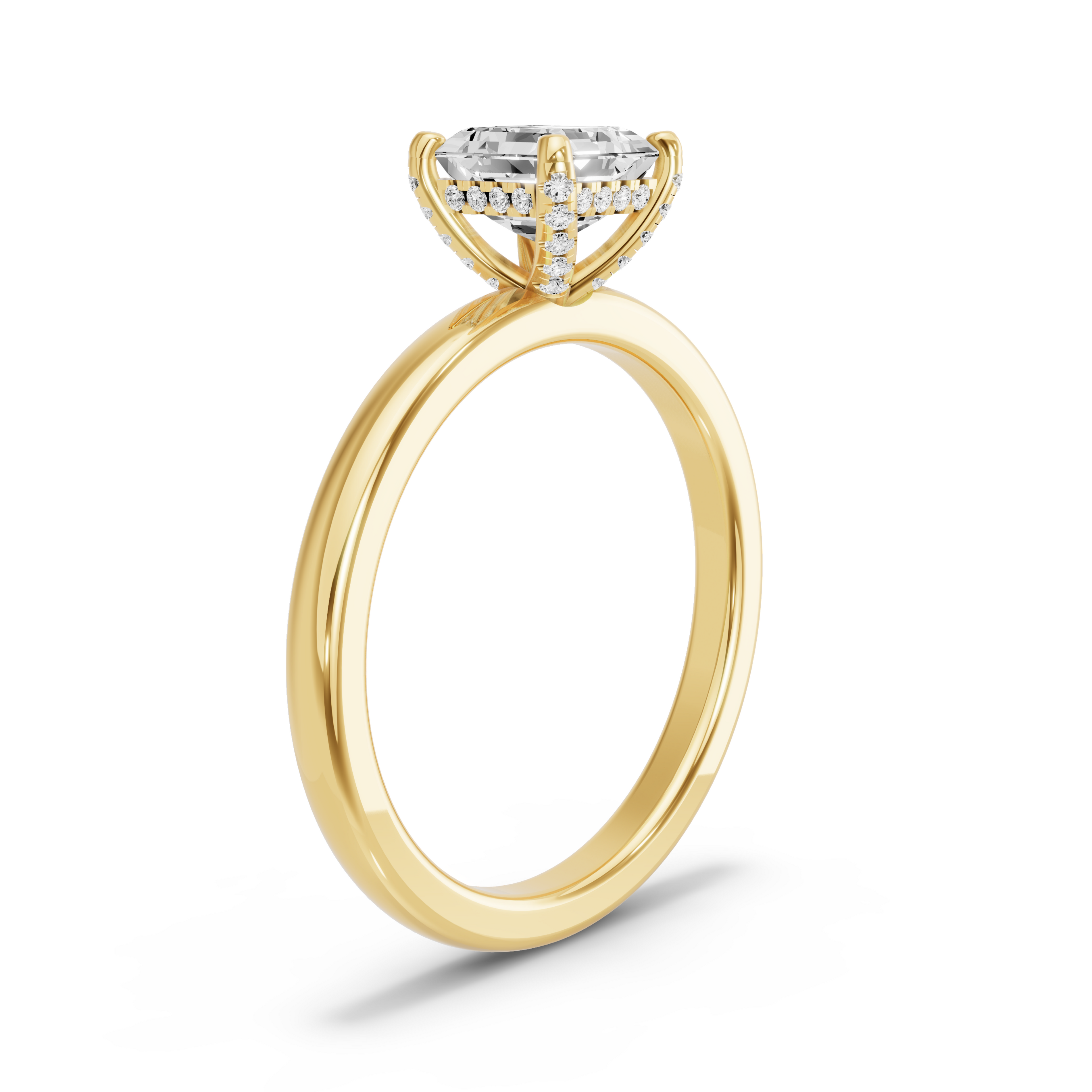 Image for Asscher Pave Basket Ring with Solitaire band in 14K White Gold