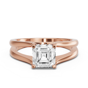 Image for Asscher Pave Basket Ring with Split Ring Solitaire band