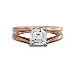 Image for Asscher Pave Basket Ring with Split Ring Solitaire band