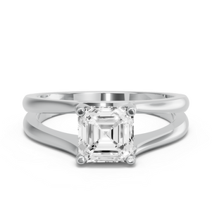 Image for Asscher Pave Basket Ring with Split Ring Solitaire band