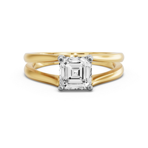 Image for Asscher Pave Basket Ring with Split Ring Solitaire band