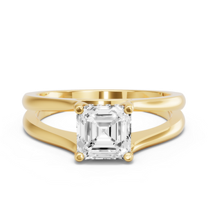 Image for Asscher Pave Basket Ring with Split Ring Solitaire band