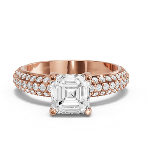 Image for Asscher Pave Basket Ring with Triple Row Pave band