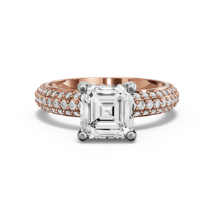 Image for Asscher Pave Basket Ring with Triple Row Pave band