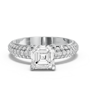 Image for Asscher Pave Basket Ring with Triple Row Pave band