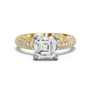 Image for Asscher Pave Basket Ring with Triple Row Pave band
