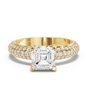 Image for Asscher Pave Basket Ring with Triple Row Pave band
