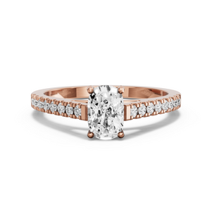 Image for Cushion Pave Basket Ring with Cathedral Pave band in 18K Rose Gold