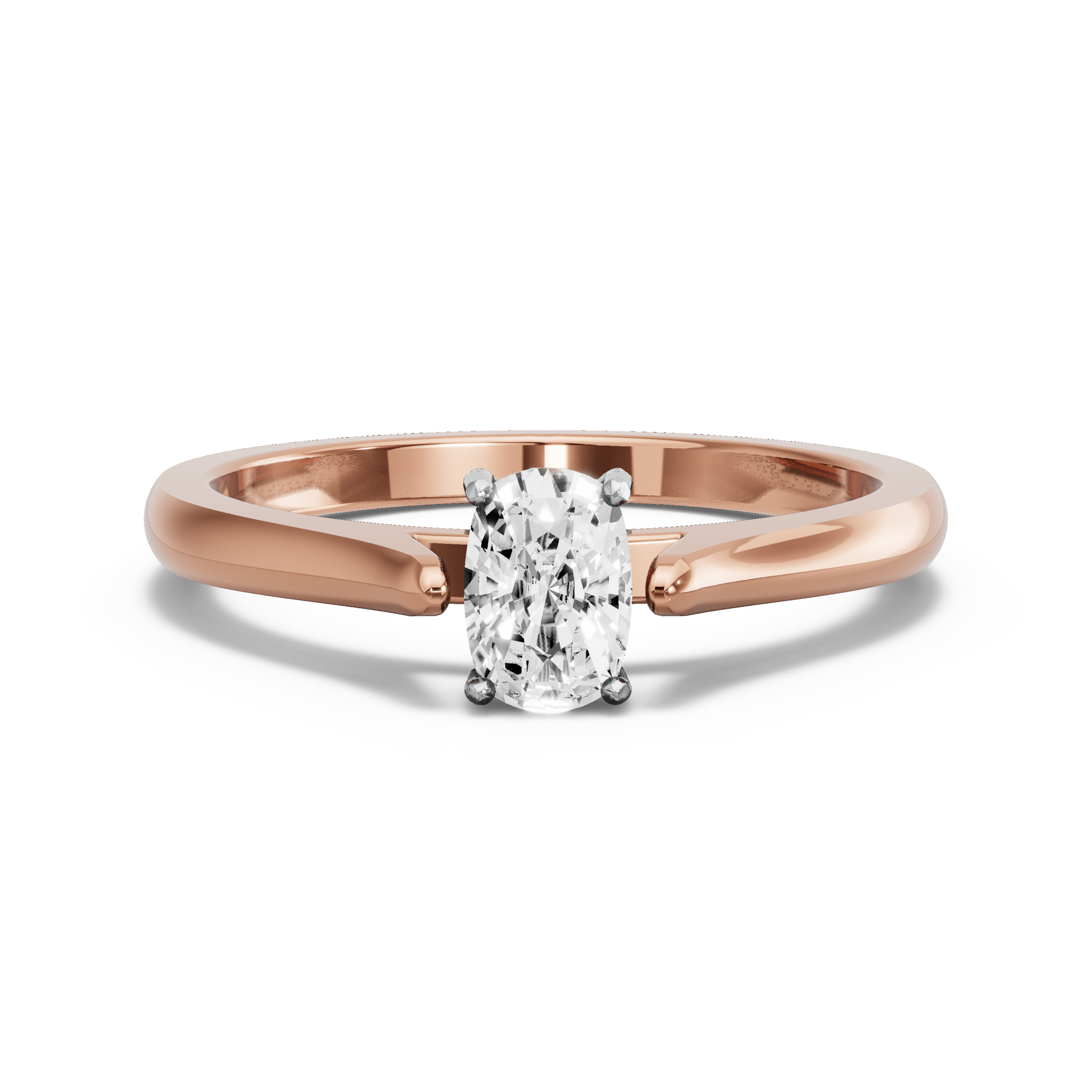 Image for Cushion Pave Basket Ring with Knife Edge Cathedral band in 14K Two Tone Rose Gold